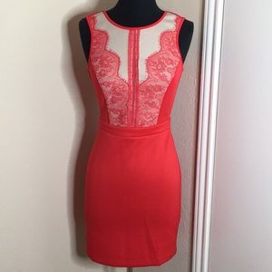Coral lace top dress